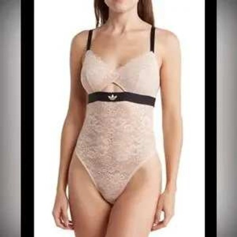 NWT Adidas Woman's Bodysuit Thong Modern Flex Lace Peach Whip Size XS